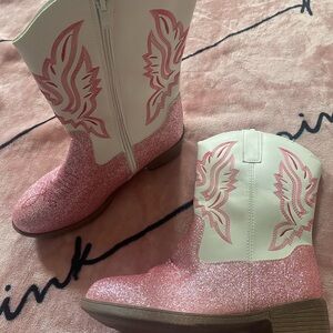 Pink Glitter Western Cowboy Boots